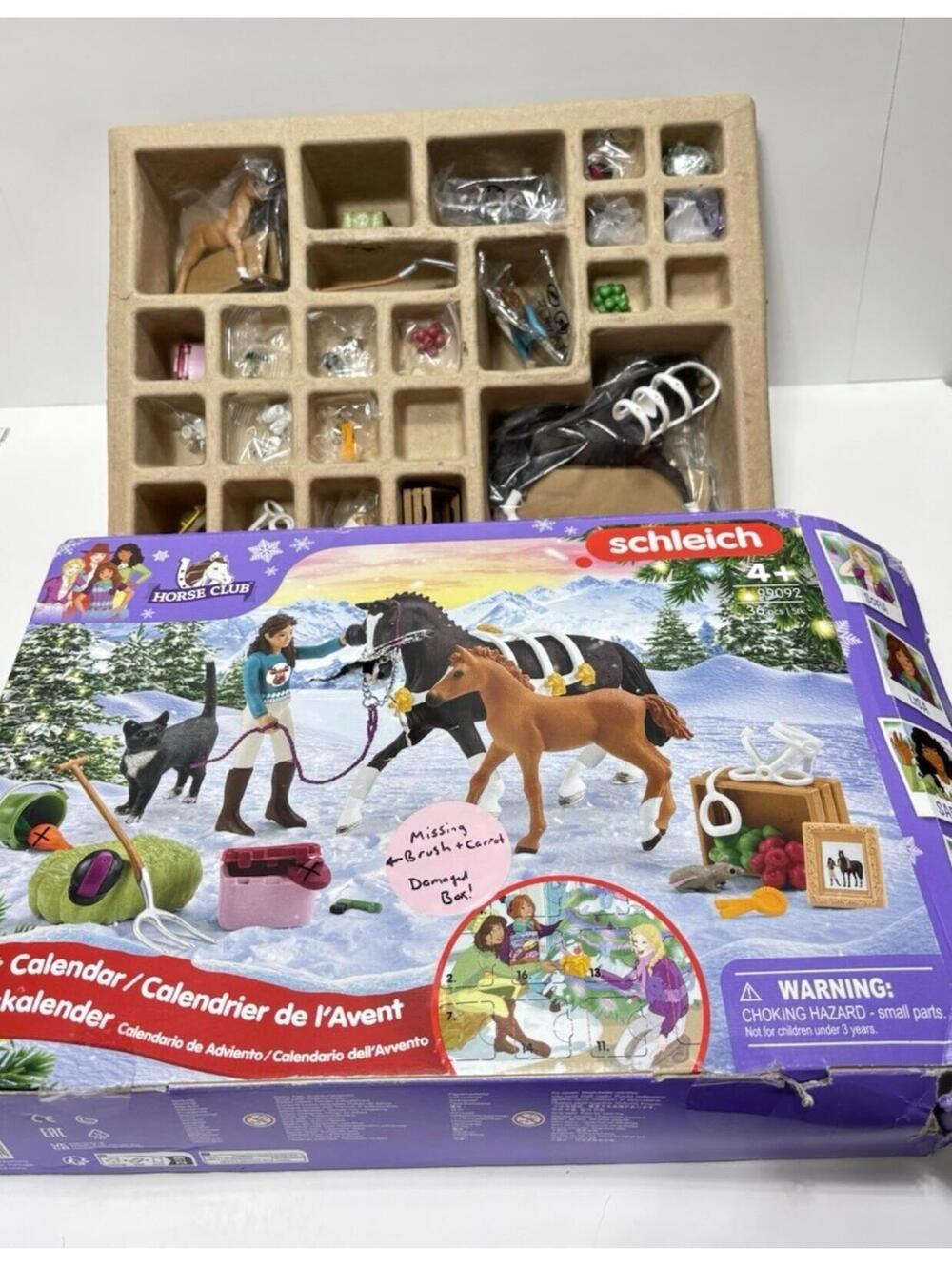 Schleich Horse Advent Calendar 2024 Damaged Box Missing Carrots and Brush